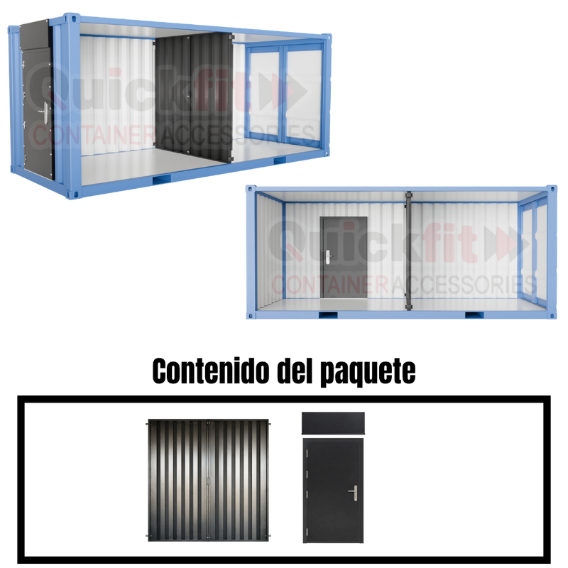Kit de Pared Divisoria y Puerta Autoperforante para Contenedores Marítimos