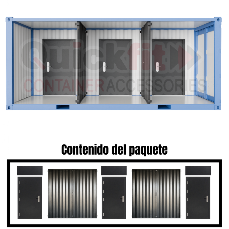 Kit de Pared Divisoria y Puerta Autoperforante para Contenedores Marítimos
