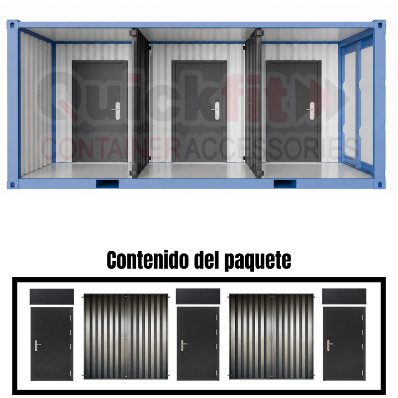Kit de Pared Divisoria y Puerta Autoperforante para Contenedores Marítimos