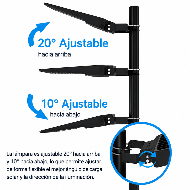Luz LED Solar de 20W con Sensor de Movimiento PIR